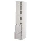 SEKTION Gabinete alto+puerta/2 frentes/4 cj, blanco Maximera/Lerhyttan gris claro, 15x24x80 "