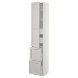 SEKTION Gabinete alto+puerta/2 frentes/4 cj, blanco Maximera/Lerhyttan gris claro, 15x15x80 "