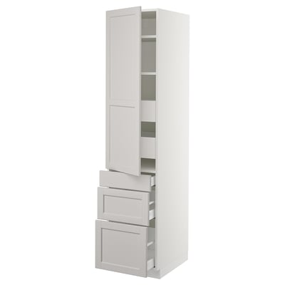 SEKTION Gabinete alto+puerta/3 frnt/5 cjn, blanco Maximera/Lerhyttan gris claro, 18x24x80 "