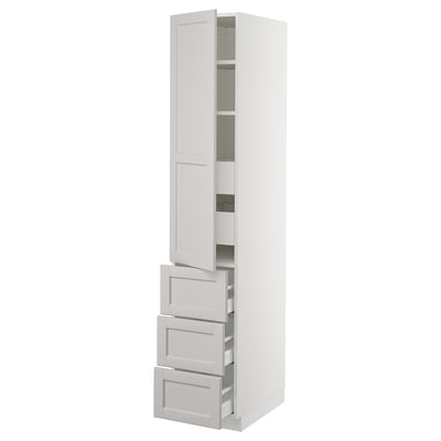 SEKTION Gabinete alto+puerta/3 frnt/5 cjn, blanco Maximera/Lerhyttan gris claro, 15x24x80 "