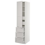 SEKTION Gabinete alto+puerta/3 frnt/5 cjn, blanco Maximera/Lerhyttan gris claro, 18x24x80 "