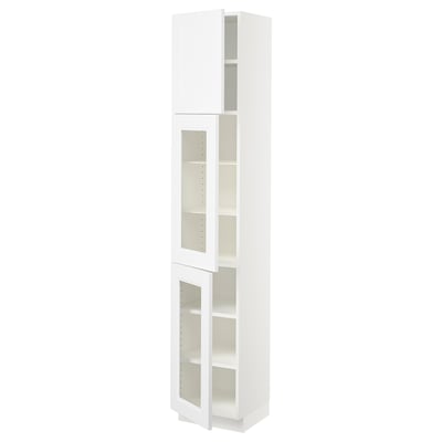 SEKTION Gabinete alto+puerta vidrio/2 prta, blanco/Axstad blanco mate, 15x15x80 "