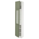 SEKTION Gabinete alto+puerta vidrio/2 prta, blanco/Axstad gris-verde, 18x15x90 "