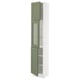 SEKTION Gabinete alto+puerta vidrio/2 prta, blanco/Axstad gris-verde, 15x15x80 "