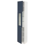 SEKTION Gabinete alto+puerta vidrio/2 prta, blanco Axstad/mate azul, 15x15x80 "