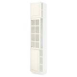 SEKTION Gabinete alto+puerta vidrio/2 prta, blanco/Bodbyn color hueso, 18x15x90 "