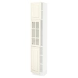 SEKTION Gabinete alto+puerta vidrio/2 prta, blanco/Bodbyn color hueso, 15x15x80 "
