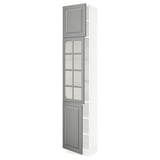 SEKTION Gabinete alto+puerta vidrio/2 prta, blanco/Bodbyn gris, 18x15x90 "