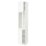 SEKTION Gabinete alto+puerta vidrio/2 prta, blanco Enköping/blanco efecto madera, 18x15x90 "
