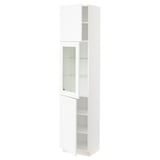 SEKTION Gabinete alto+puerta vidrio/2 prta, blanco Enköping/blanco efecto madera, 18x15x80 "