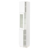 SEKTION Gabinete alto+puerta vidrio/2 prta, blanco Enköping/blanco efecto madera, 15x15x80 "