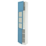 SEKTION Gabinete alto+puerta vidrio/2 prta, blanco/Lerhyttan azul, 18x15x90 "