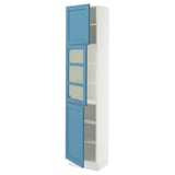 SEKTION Gabinete alto+puerta vidrio/2 prta, blanco/Lerhyttan azul, 18x15x80 "