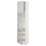 SEKTION Gabinete alto+puerta vidrio/2 prta, blanco/Lerhyttan gris claro, 18x15x80 "