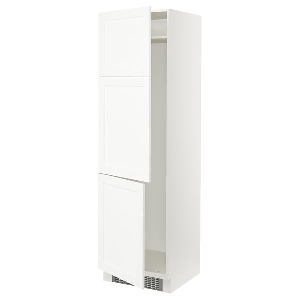 SEKTION Gabinete alto refrigerador/cong, blanco Enköping/blanco efecto madera, 24x24x80 "
