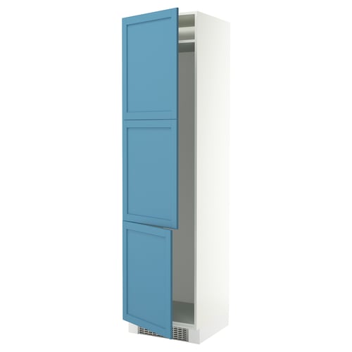 SEKTION Gabinete alto refrigerador/cong, blanco/Lerhyttan azul, 24x24x90 "