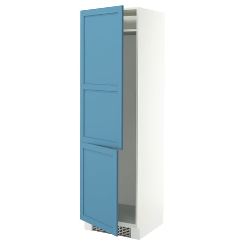 SEKTION Gabinete alto refrigerador/cong, blanco/Lerhyttan azul, 24x24x80 "