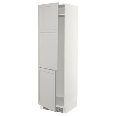 SEKTION Gabinete alto refrigerador/cong, blanco/Lerhyttan gris claro, 24x24x80 "