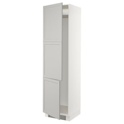 SEKTION Gabinete alto refrigerador/cong, blanco/Lerhyttan gris claro, 24x24x90 "