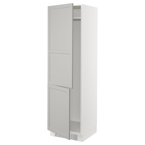 SEKTION Gabinete alto refrigerador/cong, blanco/Lerhyttan gris claro, 24x24x80 "