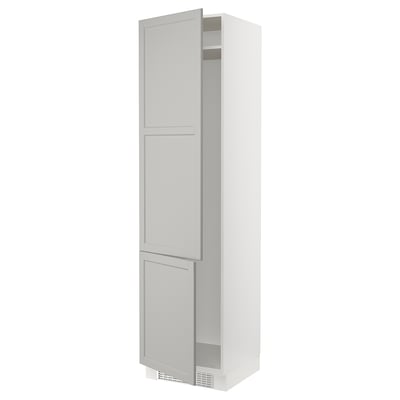 SEKTION Gabinete alto refrigerador/cong, blanco/Lerhyttan gris claro, 24x24x90 "