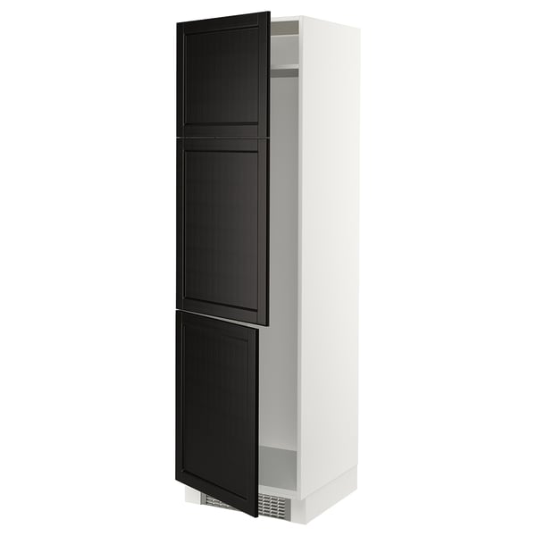 SEKTION Gabinete alto refrigerador/cong, blanco/Lerhyttan teñido en negro, 24x24x80 "