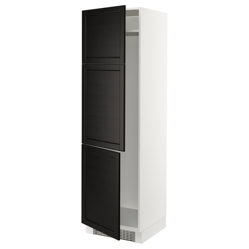 SEKTION Gabinete alto refrigerador/cong, blanco/Lerhyttan teñido en negro, 24x24x80 "