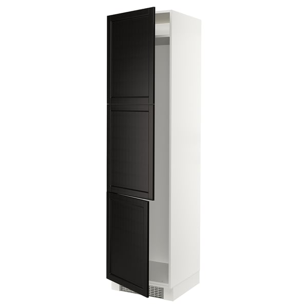 SEKTION Gabinete alto refrigerador/cong, blanco/Lerhyttan teñido en negro, 24x24x90 "