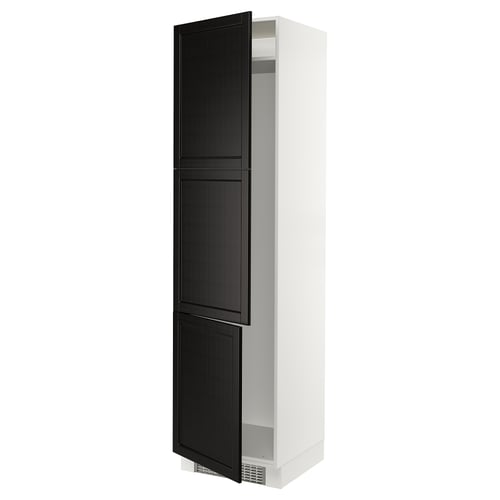 SEKTION Gabinete alto refrigerador/cong, blanco/Lerhyttan teñido en negro, 24x24x90 "