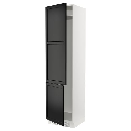 SEKTION Gabinete alto refrigerador/cong, blanco/Lerhyttan teñido en negro, 24x24x90 "