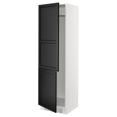 SEKTION Gabinete alto refrigerador/cong, blanco/Lerhyttan teñido en negro, 24x24x80 "