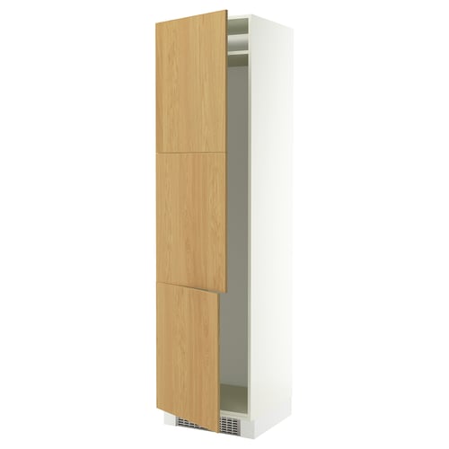 SEKTION Gabinete alto refrigerador/cong, blanco/Sinarp chapa de roble, 24x24x90 "