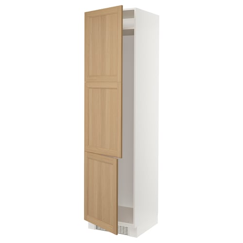 SEKTION Gabinete alto refrigerador/cong, blanco/Vedhamn roble, 24x24x90 "
