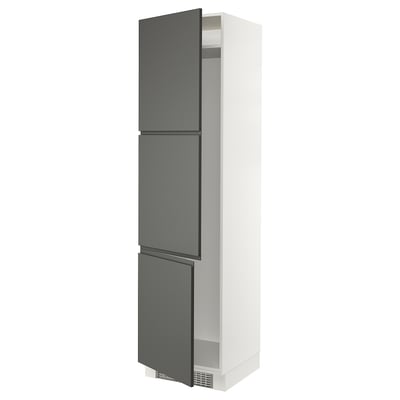 SEKTION Gabinete alto refrigerador/cong, blanco/Voxtorp gris oscuro, 24x24x90 "