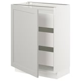 SEKTION Gabinete bajo+1 puerta/3 cajones, blanco Maximera/Lerhyttan gris claro, 24x15x30 "