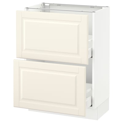 SEKTION Gabinete bajo+2 cajones, blanco Maximera/Bodbyn color hueso, 24x15x30 "