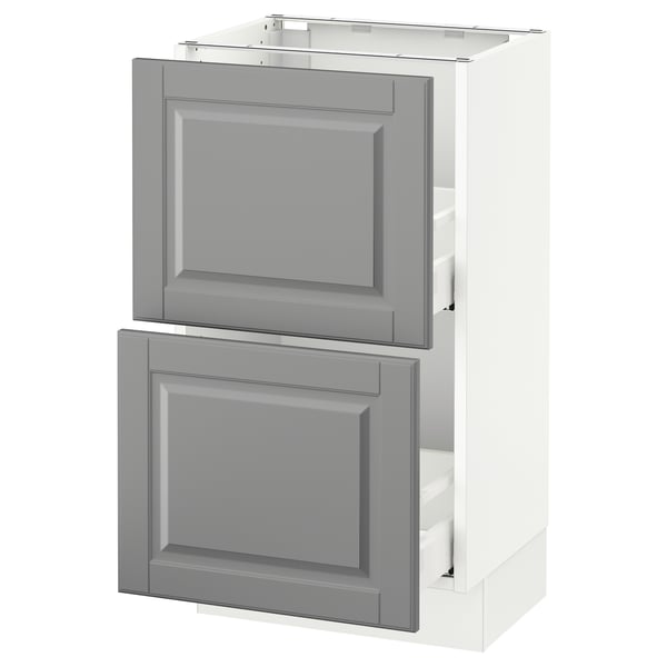 SEKTION Gabinete bajo+2 cajones, blanco Maximera/Bodbyn gris, 18x15x30 "