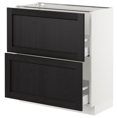 SEKTION Gabinete bajo+2 cajones, blanco Maximera/Lerhyttan teñido en negro, 30x15x30 "