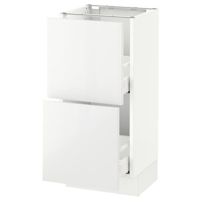 SEKTION Gabinete bajo+2 cajones, blanco Maximera/Ringhult blanco, 15x15x30 "