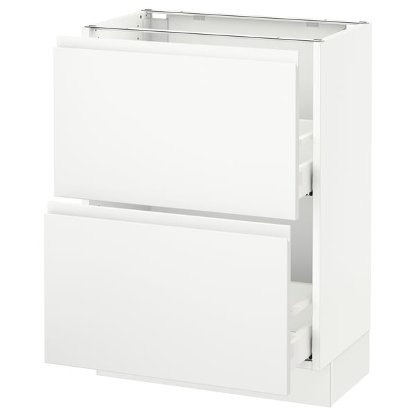 SEKTION Gabinete bajo+2 cajones, blanco Maximera/Voxtorp blanco mate, 24x15x30 "