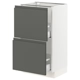 SEKTION Gabinete bajo+2 cajones, blanco Maximera/Voxtorp gris oscuro, 18x15x30 "