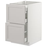 SEKTION Gabinete bajo+2 frentes/3 cajones, blanco Maximera/Lerhyttan gris claro, 18x24x30 "
