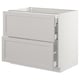 SEKTION Gabinete bajo+2 frentes/3 cajones, blanco Maximera/Lerhyttan gris claro, 36x24x30 "