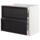 SEKTION Gabinete bajo+2 frentes/3 cajones, blanco Maximera/Lerhyttan teñido en negro, 36x24x30 "
