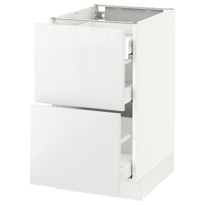 SEKTION Gabinete bajo+2 frentes/3 cajones, blanco Maximera/Ringhult blanco, 18x24x30 "