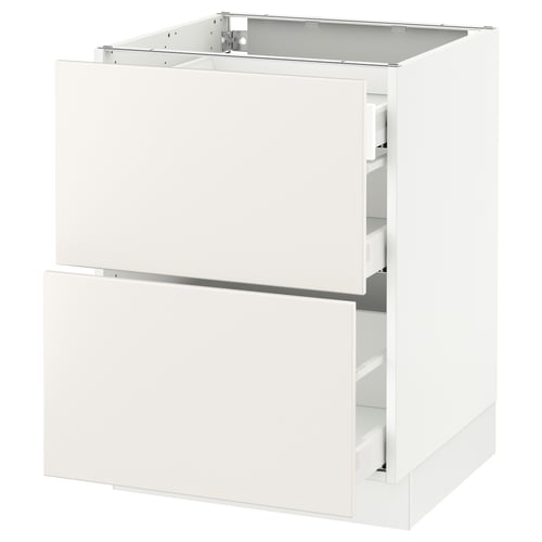 SEKTION Gabinete bajo+2 frentes/3 cajones, blanco Maximera/Veddinge blanco, 24x24x30 "