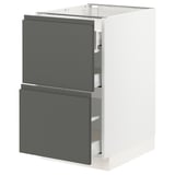 SEKTION Gabinete bajo+2 frentes/3 cajones, blanco Maximera/Voxtorp gris oscuro, 18x24x30 "
