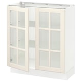 SEKTION Gabinete bajo+2 puertas de vidrio, blanco/Bodbyn color hueso, 30x15x30 "