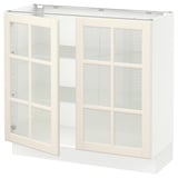 SEKTION Gabinete bajo+2 puertas de vidrio, blanco/Bodbyn color hueso, 36x15x30 "