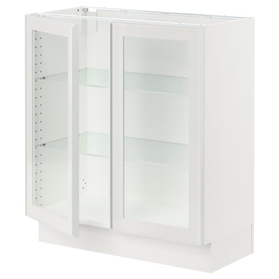 SEKTION Gabinete bajo+2 puertas de vidrio, blanco/Hejsta vidrio transparente blanco, 30x15x30 "